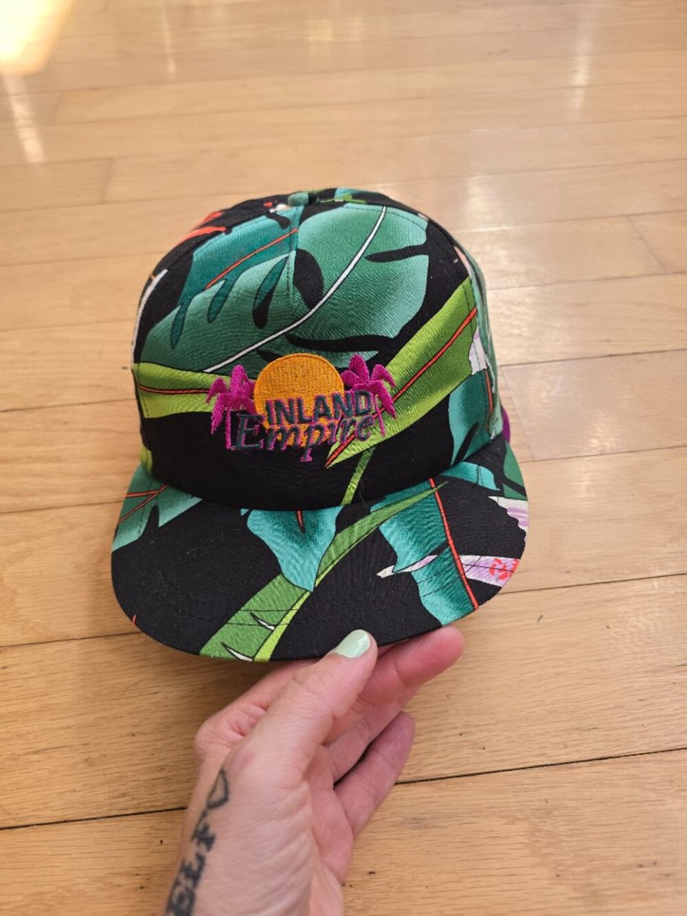 vintage 90's 'Inland Empire' tropical monstera snapback hat